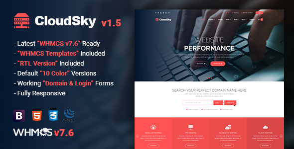 CloudSky v1.5 - Multipurpose Domain, Hosting and WHMCS Template