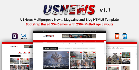 USNews v1.1 - Multipurpose News, Magazine and Blog HTML5 Template
