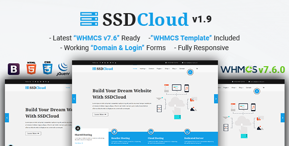 SSDCloud v1.9 - Multipurpose Hosting with WHMCS and Technology Business Template