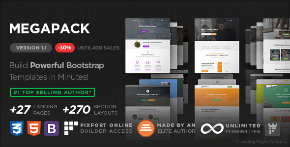 MEGAPACK – Marketing HTML Landing Pages Pack + PixFort Page Builder Access