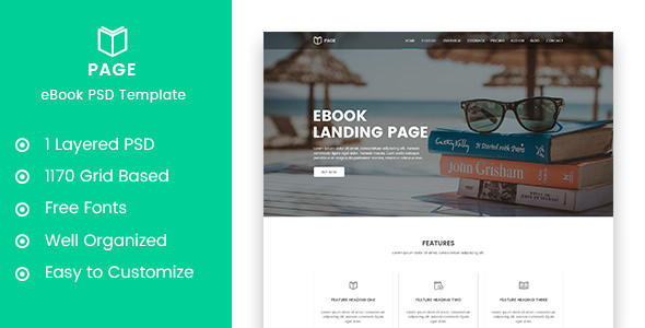 Page - eBook Selling Landing Page PSD Template