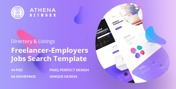 ATHENA - Freelancer and Employers Jobs Search PSD Template