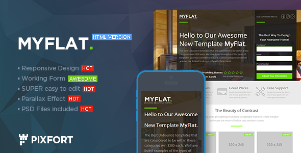 MYFLAT v1.1 - Real Estate HTML Landing Page