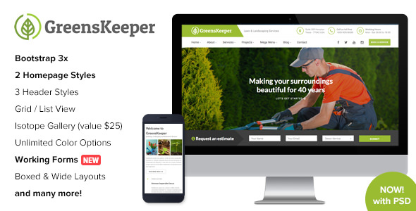 GreensKeeper v1.5 - Gardening & Landscaping Responsive HTML5 Template