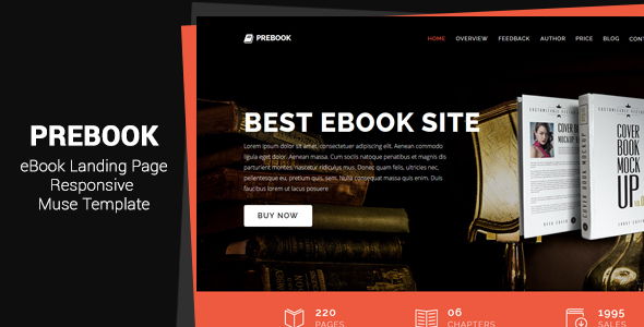 Prebook - eBook Landing Page Responsive Adobe Muse Template