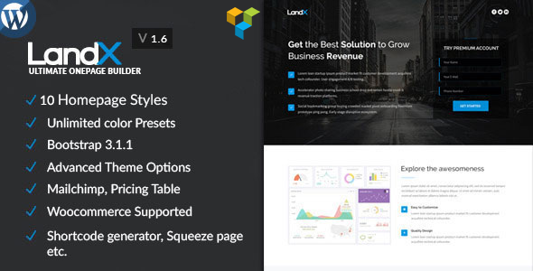LandX v1.6.5 - Multipurpose Wordpress Landing Page