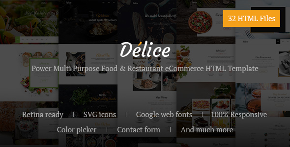 Delice - Power Multi Purpose Food & Restaurant eCommerce HTML Template
