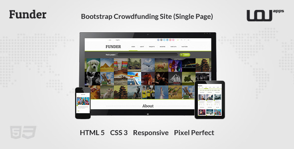 FUNDER - Bootstrap Crowdfunding Site (Single Page)