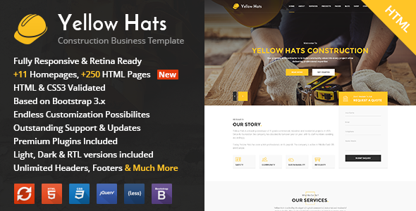 Yellow Hats v1.1 - Construction, Building & Renovation HTML Template