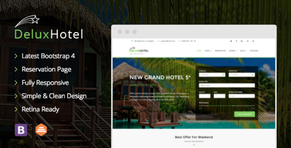 DeluxHotel - Responsive Bootstrap 4 Template For Hotels
