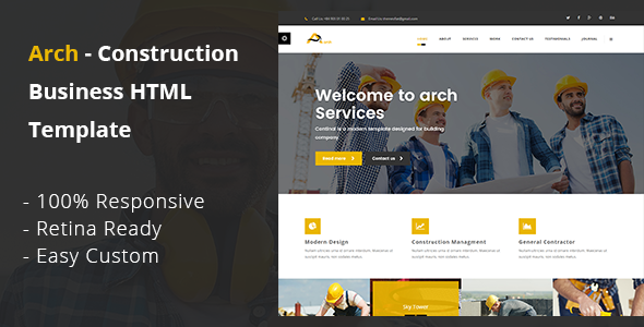 Arch - Construction, Building And Business HTML Template