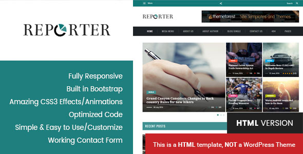 Reporter - Magazine & News HTML Template