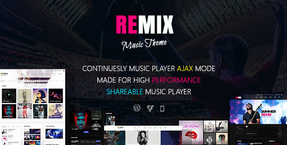 Remix v3.9 - Music band and Musician AJAX WordPress Theme