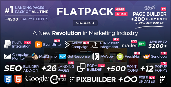 FLATPACK v5.1.1 – Landing Pages Pack With Page Builder