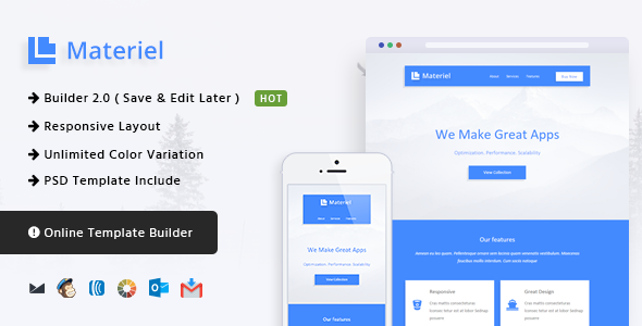 Material - Responsive Email Template + Online Builder