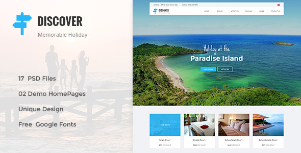 DISCOVER - Beach, Forest, Countryside Hotel & Resort PSD Template