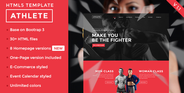 Athlete v1.1.3 - Fitness, Gym and Sport HTML template
