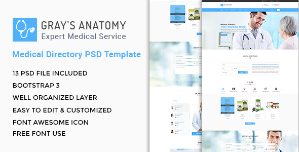 Gray's Anatomy - Medical Directory PSD Template