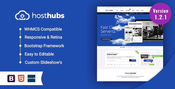 HostHubs - Responsive WHMCS Web Hosting, Domain, Technology Site Template