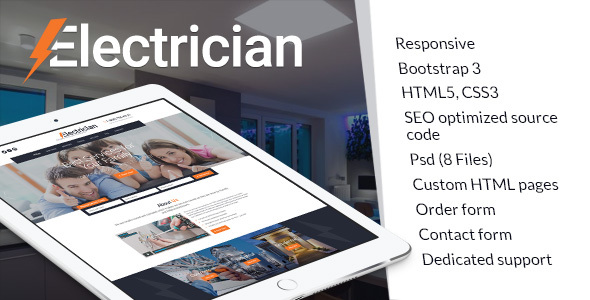 Electrician, electricity services HTML website template