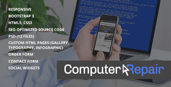 Computer, PC, Laptop repair services HTML website template