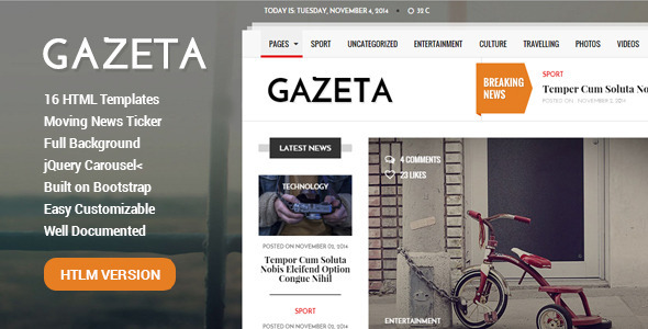 Gazeta 1 - Responsive Magazine & News Template - Updated