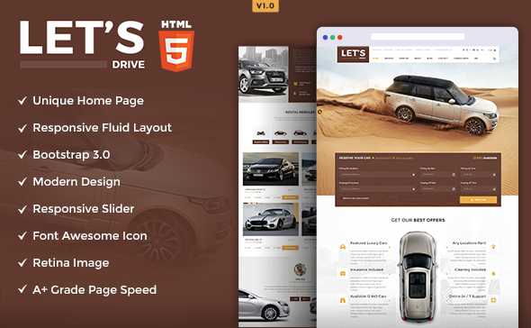 Let’s Drive - Amazing Car Rental & Sale HTML5 Template