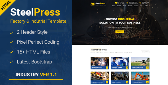 SteelPress - Industrial & Factory Business HTML Template