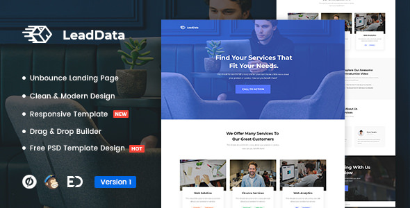 LeadData - Lead Generation Unbounce Landing Page Template
