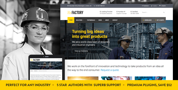 Factory v1.3 - Industrial Business WordPress Theme